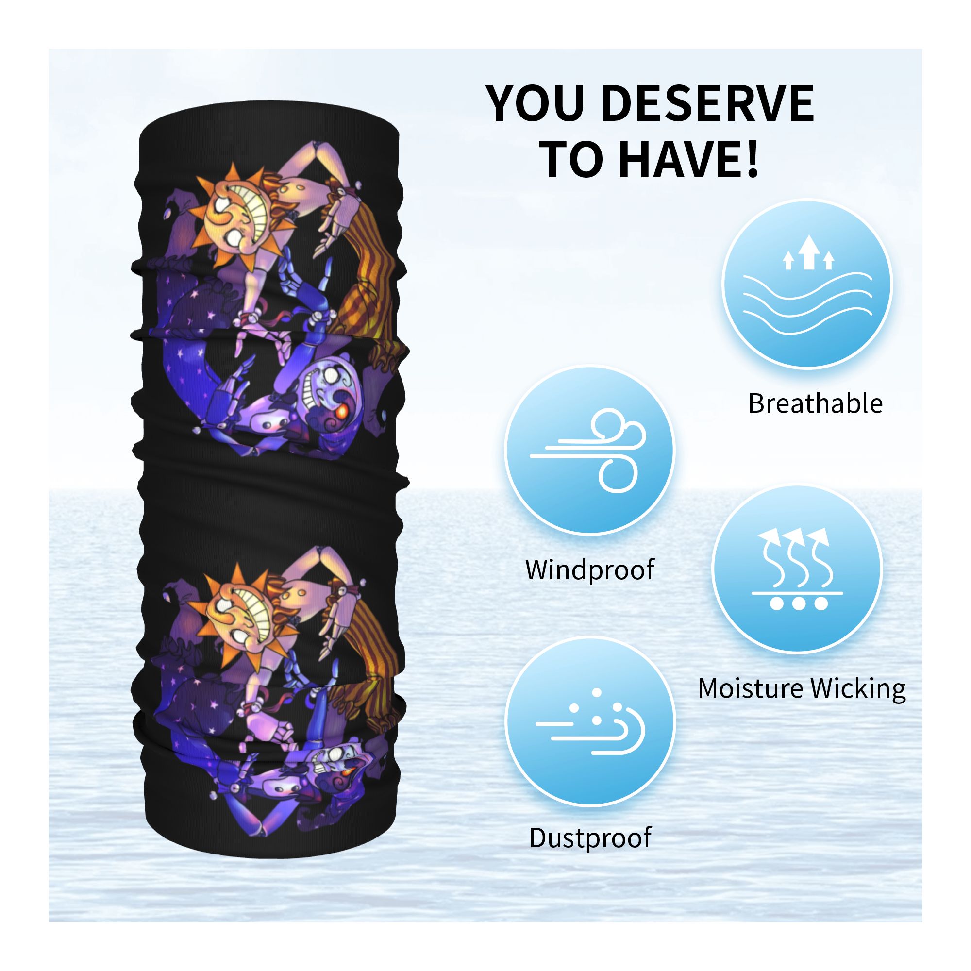 Sol e lua fnaf segurança viola - Neck Gaiter Face Cover avaliação e preço